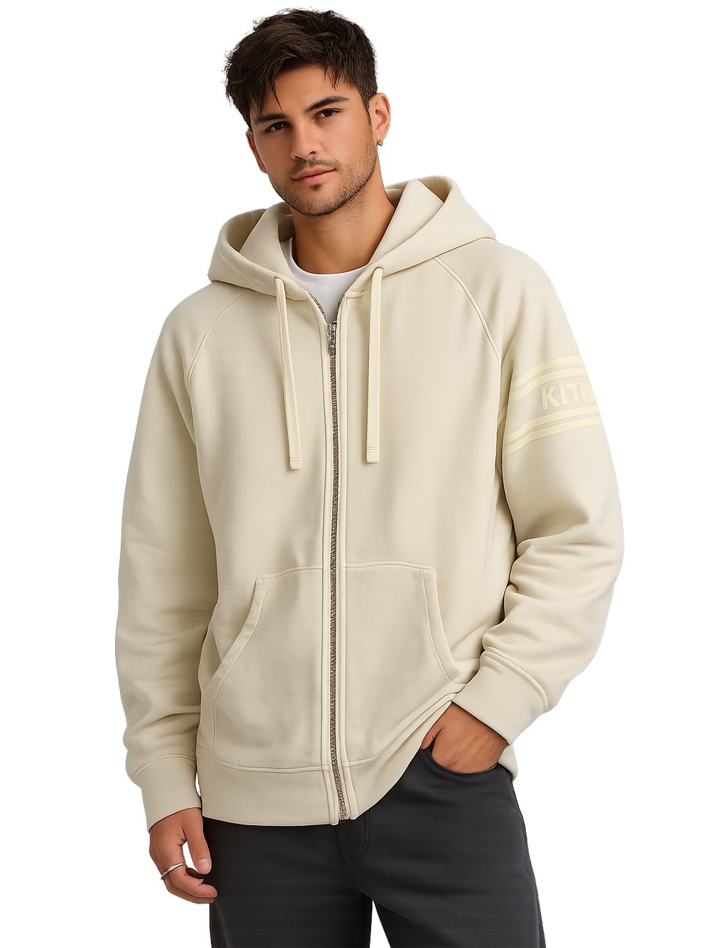 Kith Classic Williams Full Zip Hoodie French Vanilla Cream XL
